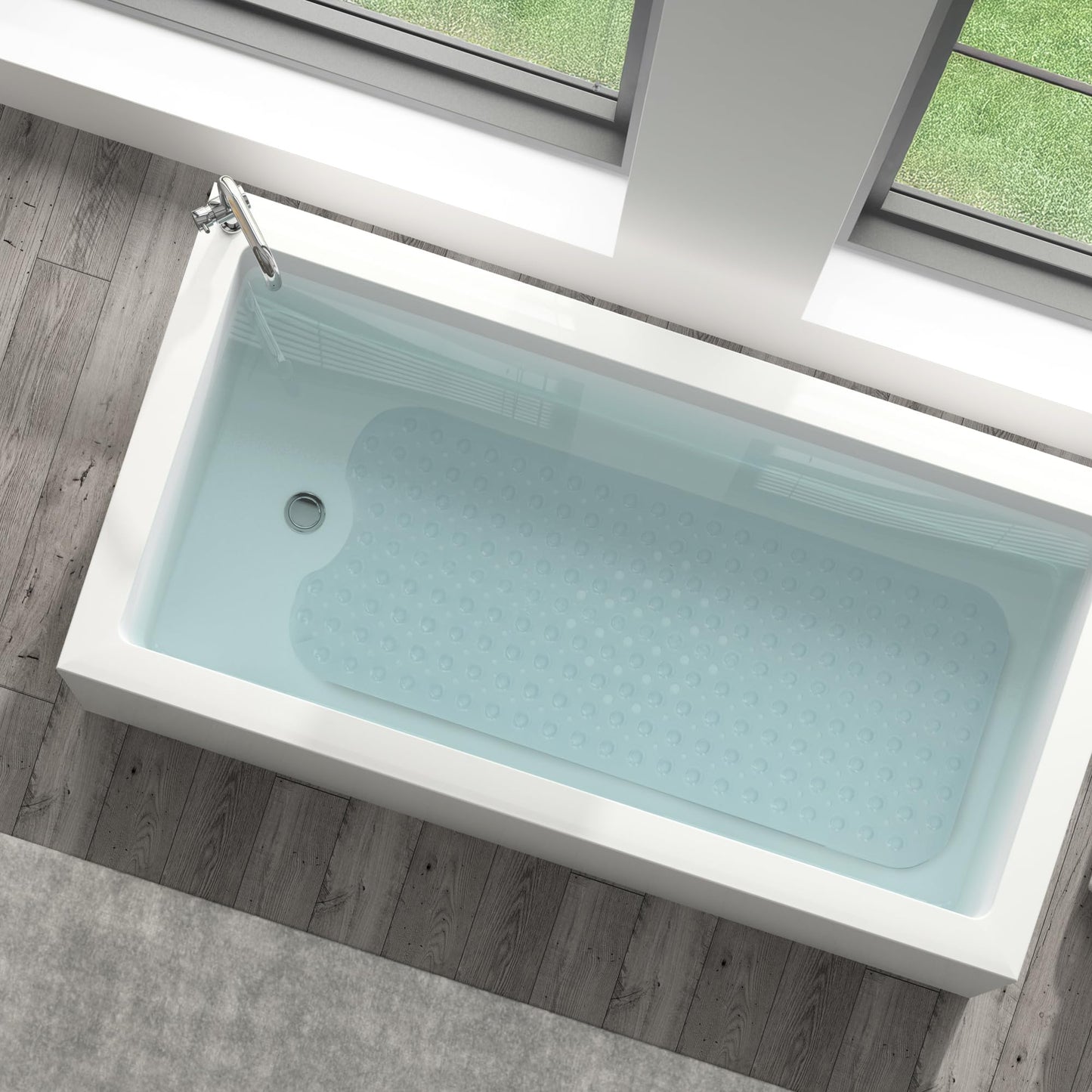 KEPLIN Premium Non-Slip Bath Mat - 200 Suction Cups, BPA, Latex Free, Mildew Resistant, Machine Washable - Safe, Durable & Comfortable for Shower Runner & Bathroom Tubs Extra Long (40x100cm) - Clear