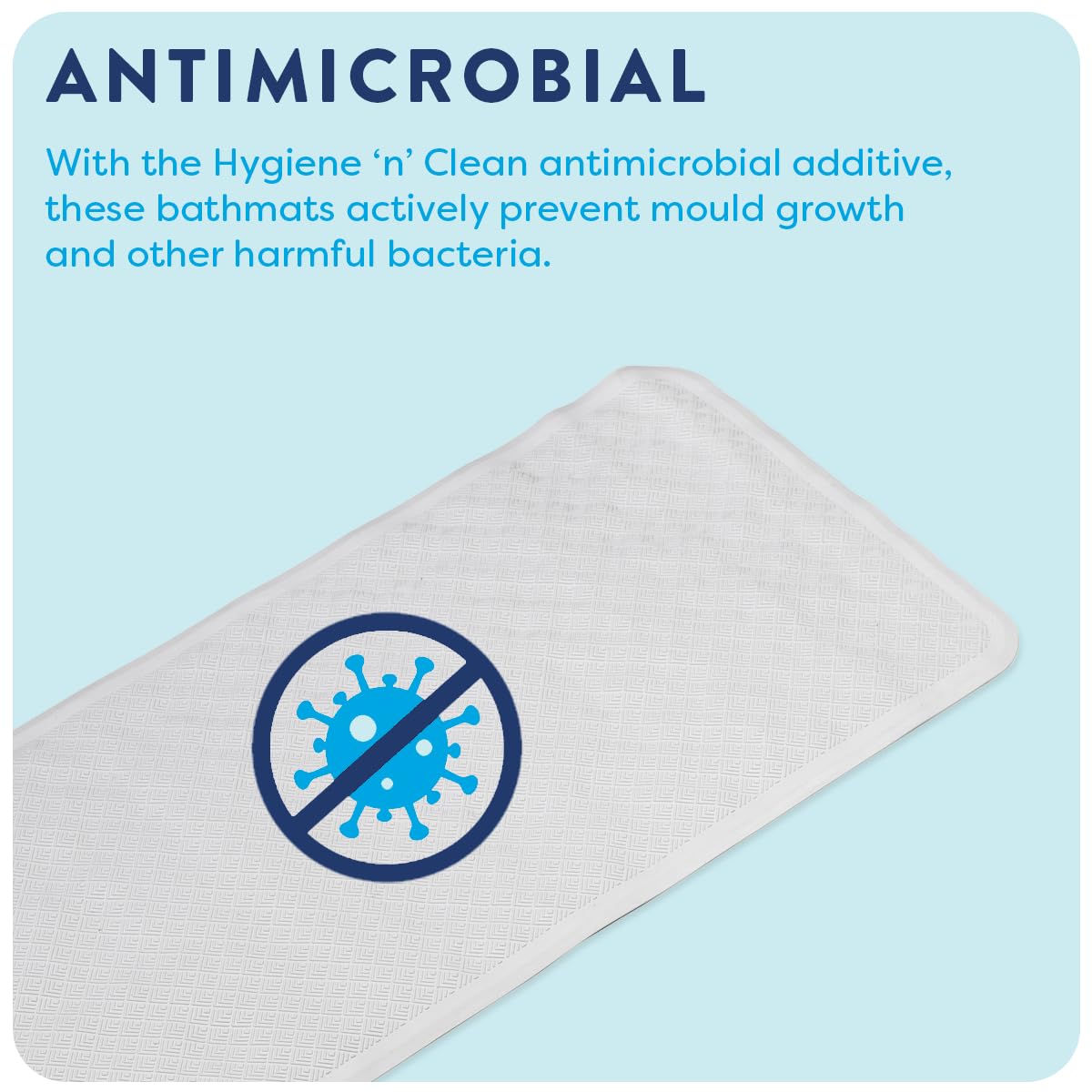 Croydex Rubagrip Bath Mat Non Slip Anti Mould for Inside Bath - Slip Resistant with Secure Grip Suction Cups, Easy to Clean, Made from Natural Rubber, Anti-Bacterial Hygiene 'N' Clean (Medium)