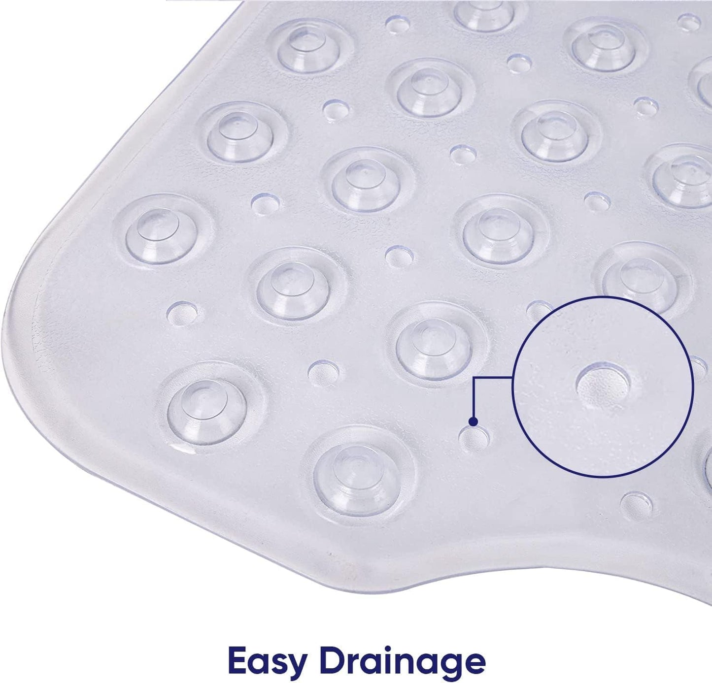 Oxford Homeware Shower Bath Mat Non Slip Anti Mould - Clear 70x38 cm Shower Mat for Bathtub and Bathroom with Drain Holes and Strong Suction Cups Machine Washable Bath Mats