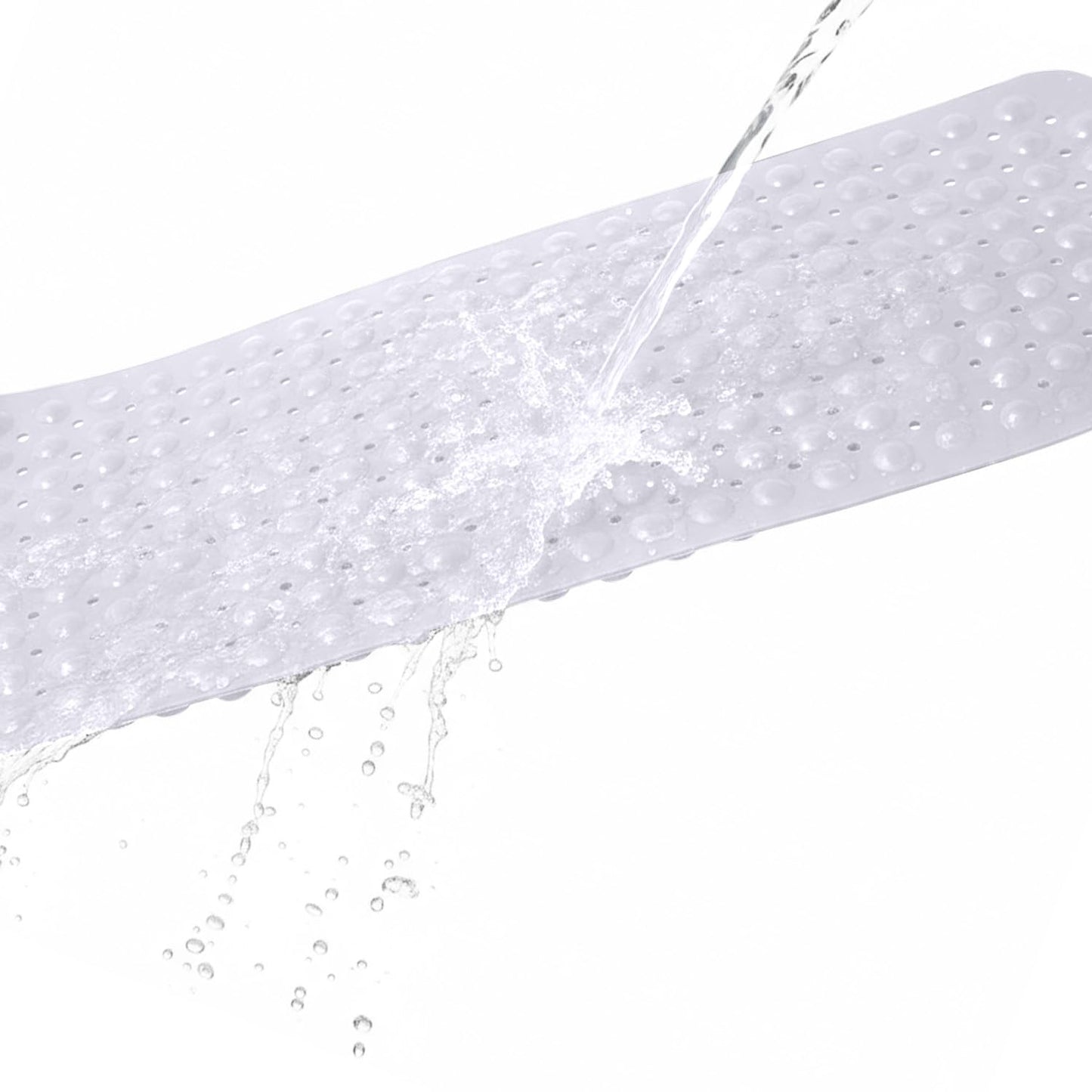 MOONLIGHT20015 Shower Bath Mat Non Slip Anti Mould & Mildew with Strong Suction Cups Grip and Drain Holes Soft Rubber Shower Mats - PVC Bathroom Mat Machine Washable (70x38cm, White)
