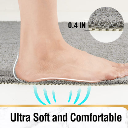 HITSLAM Shower mat Non Slip, 60 x 40 CM Non Slip Bath Mat with Drain, Soft PVC Loofah Shower Bath Mat for Tub, Quick Drying Shower Mat for Bathroom, Grey