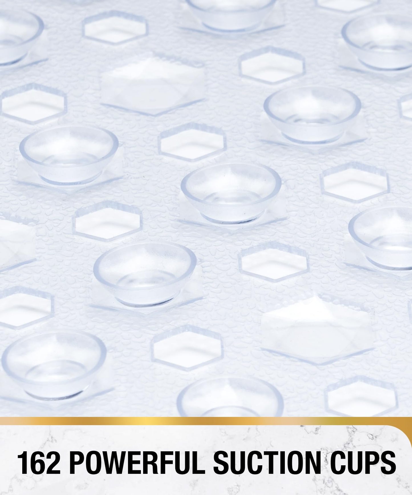 HITSLAM Shower Mat Non Slip Anti Mould, Bath Mat Anti Slip With Suction Cups and Drain Holes, Square Shower Mat for Inside Shower 53 x 53cm, Machine Washable Bath Mat for Tub, Clear