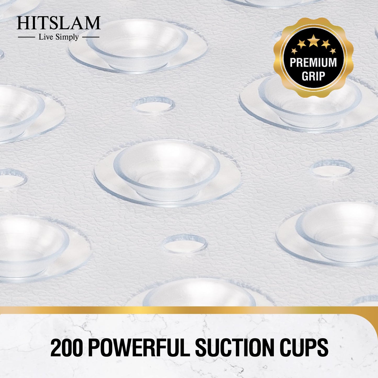 HITSLAM Non Slip Bath Mat for Tub, 101 x 40cm Extra Long Shower Mat Anti Mould, Machine Washable Bathroom Bathtub Mat with Suction Cups and Drain Holes, Soft on Feet, Clear
