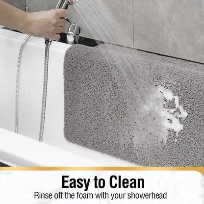 HITSLAM Shower mat Non Slip, 60 x 40 CM Non Slip Bath Mat with Drain, Soft PVC Loofah Shower Bath Mat for Tub, Quick Drying Shower Mat for Bathroom, Grey